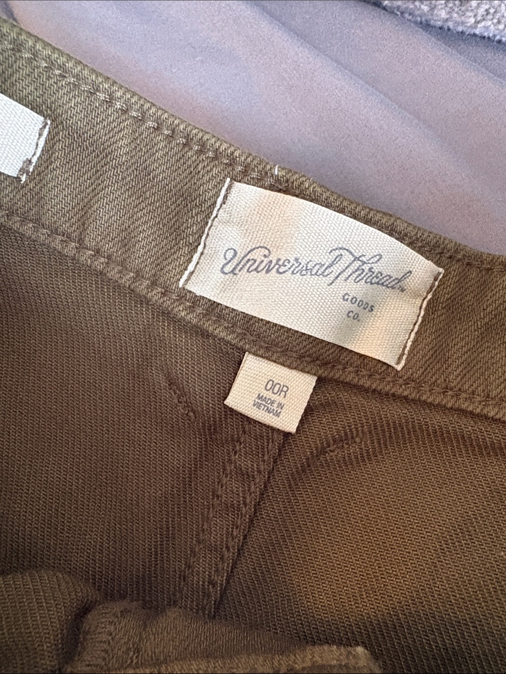 Olive Army Green High-Rise Wide-Leg Pant 00 Utility Denim Jeans Patch Pocket NEW - Picture 5 of 9
